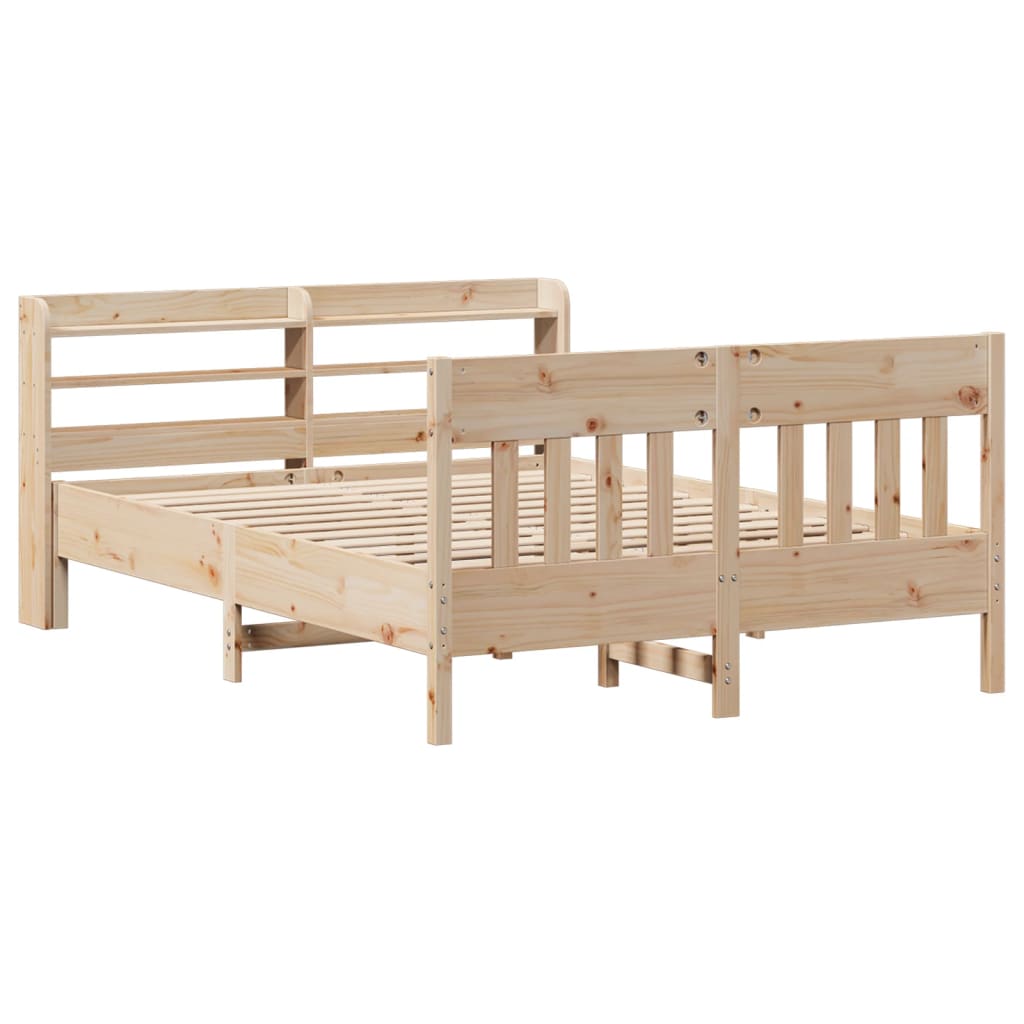 Bed Frame without Mattress 135x190 cm Double Solid Wood Pine